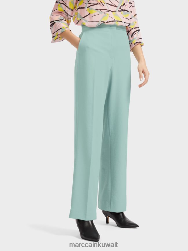 Marc Cain بنطال مجعد واسع الساق من wukari LVN0D6590 ملابس السماء الزرقاء الداكنة