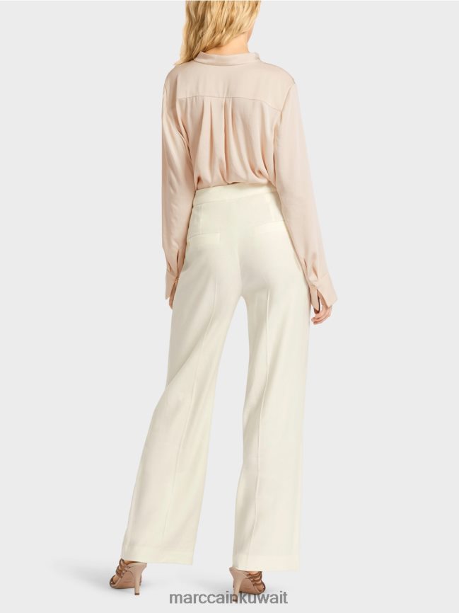 Marc Cain سروال wukari من الكتان والفسكوز LVN0D6645 ملابس أبيض مصفر