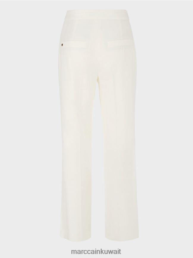 Marc Cain سروال wukari من الكتان والفسكوز LVN0D6645 ملابس أبيض مصفر
