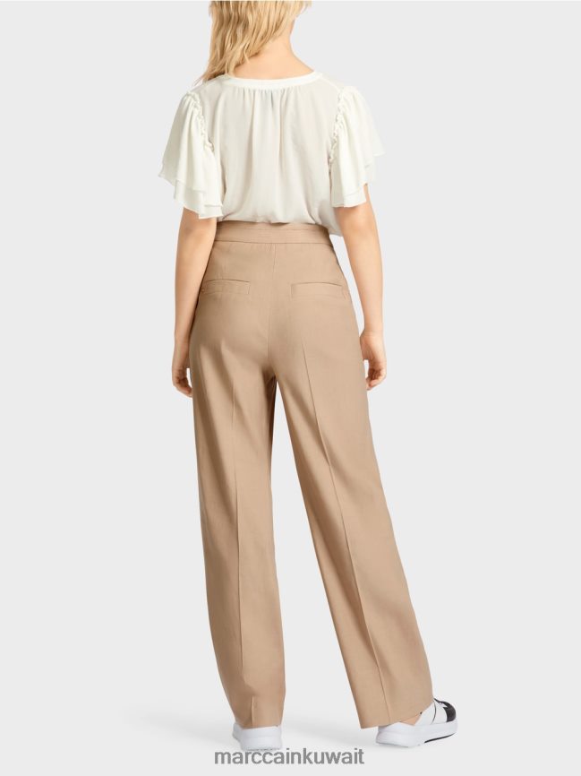 Marc Cain سروال wukari من الكتان والفسكوز LVN0D6673 ملابس الرمال العميقة