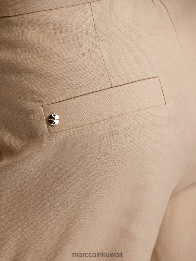Marc Cain سروال wukari من الكتان والفسكوز LVN0D6673 ملابس الرمال العميقة