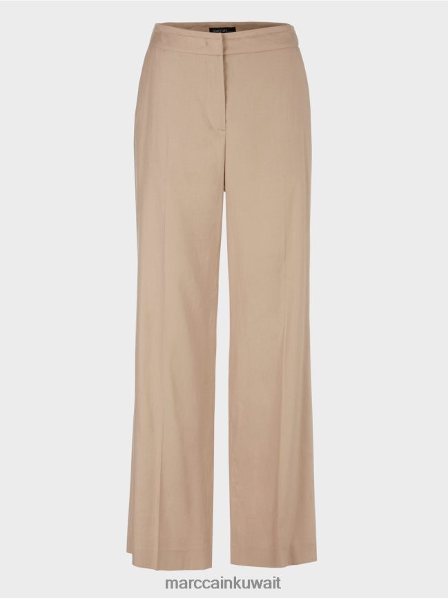Marc Cain سروال wukari من الكتان والفسكوز LVN0D6673 ملابس الرمال العميقة
