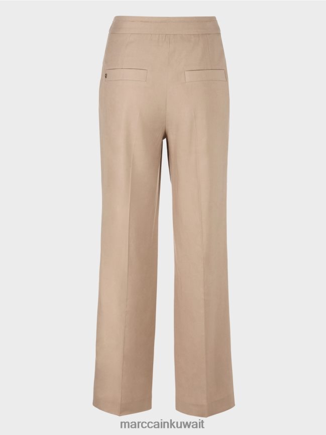 Marc Cain سروال wukari من الكتان والفسكوز LVN0D6673 ملابس الرمال العميقة